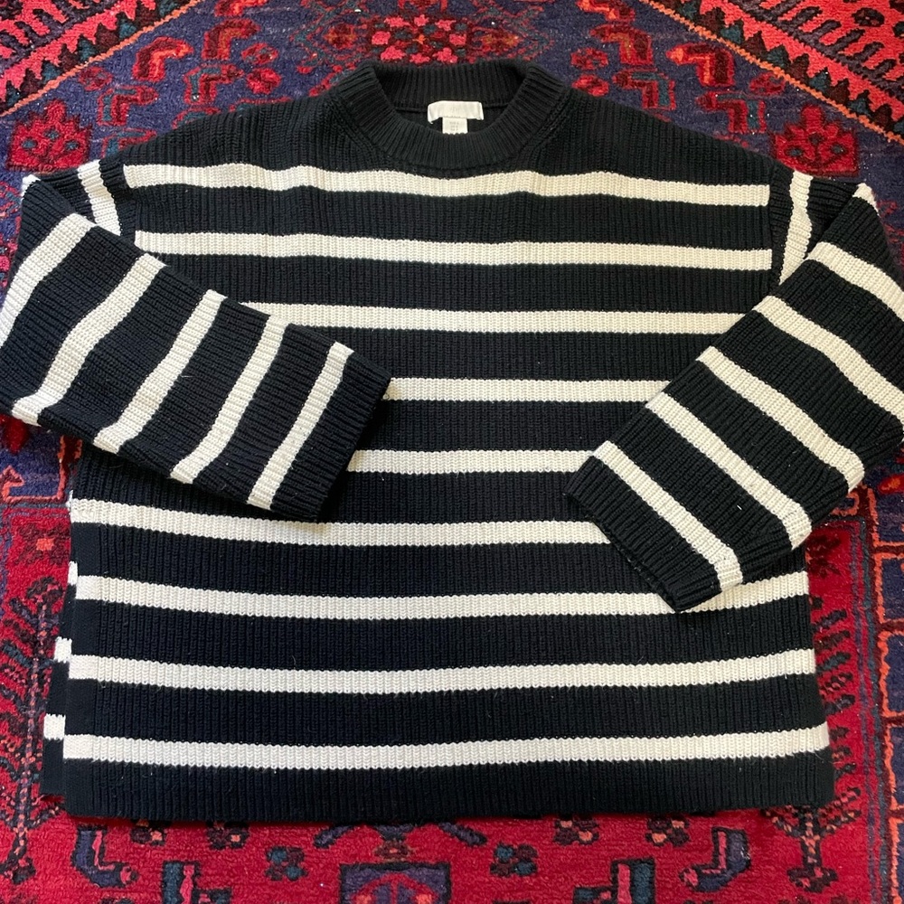 H&M oversized black and white striped sweater
